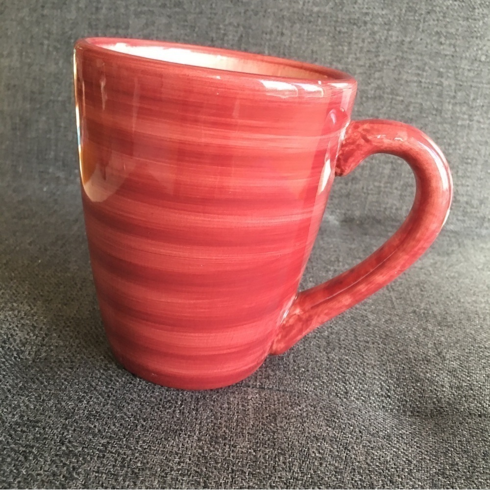 Festive, Colorful, Red Striped Ceramic Mug, 12 oz
